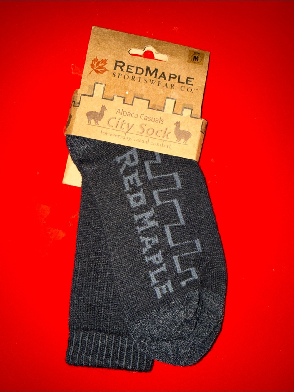 Red Maple City Socks Men's Black Alpaca Casual Medium